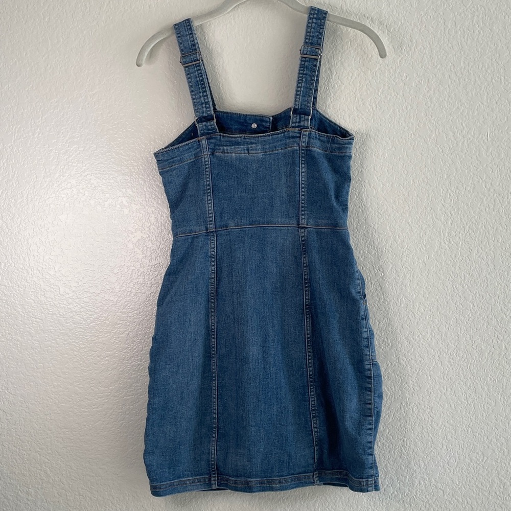 Y2K Divided by H&M denim button-up overall dress adjustable straps pockets 2 - Picture 5 of 5